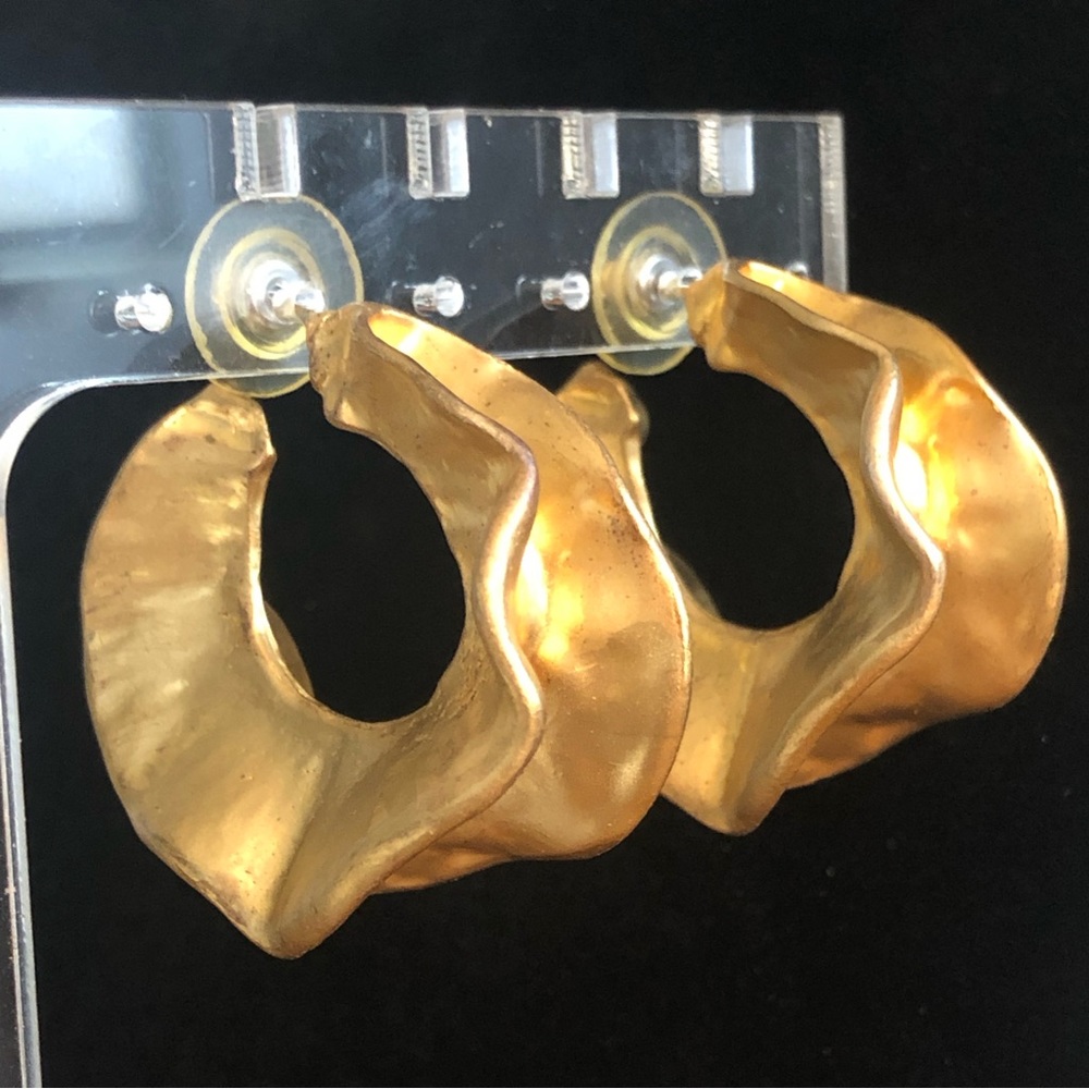 Contemporary Gold Tone Hoop Earrings